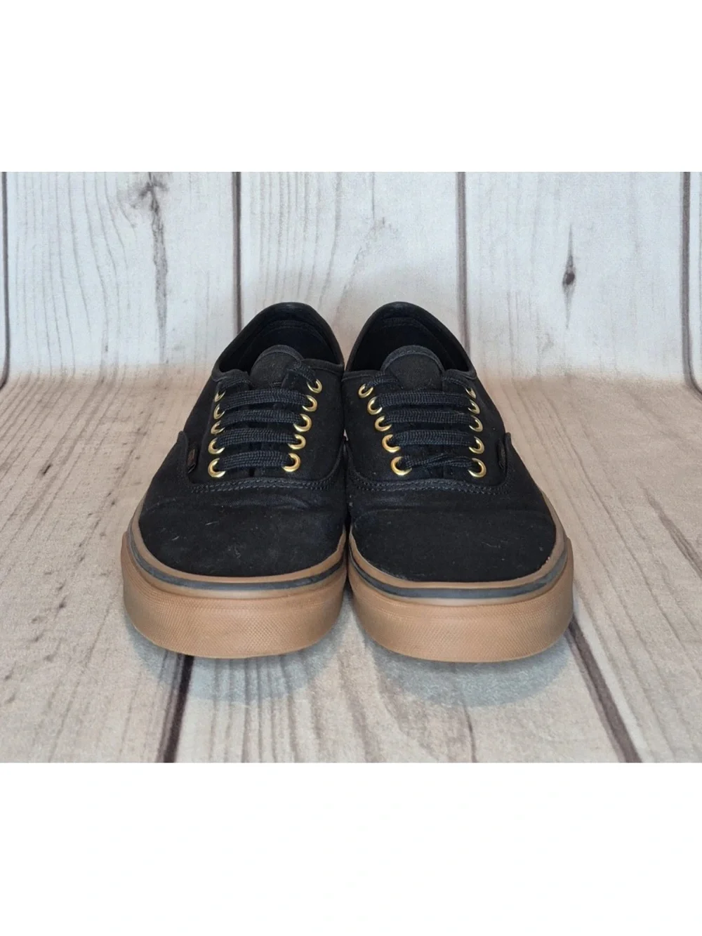Vans Authentic Black/Gum Canvas Bronze Eyelet Sneakers Men’s Size 9.5/Women’s 11
